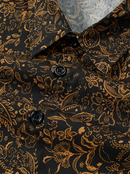 Radosław | Męska bawełniana koszula vintage z długim rękawem w kwiatowo-paisley wzór