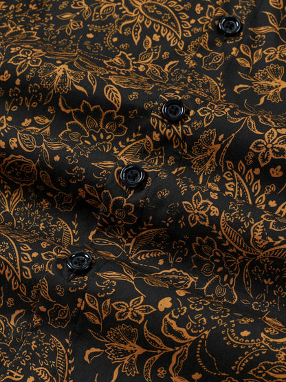 Radosław | Męska bawełniana koszula vintage z długim rękawem w kwiatowo-paisley wzór