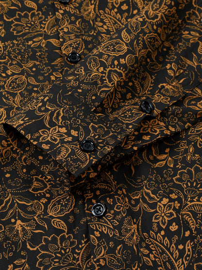 Radosław | Męska bawełniana koszula vintage z długim rękawem w kwiatowo-paisley wzór