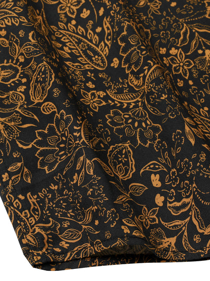 Radosław | Męska bawełniana koszula vintage z długim rękawem w kwiatowo-paisley wzór